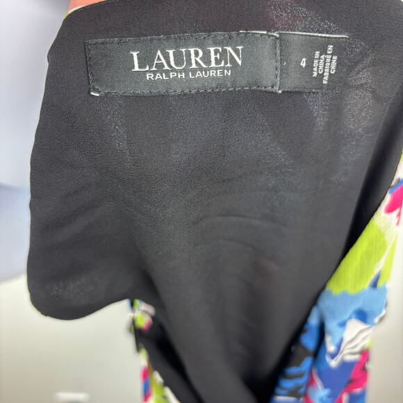 Ralph Lauren One Shoulder Floral Dress Asymmetric Chiffon Women’s 4 Gardencore - Picture 5 of 6